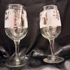 Libbey Frosted Silver Leaf Wine Glasses